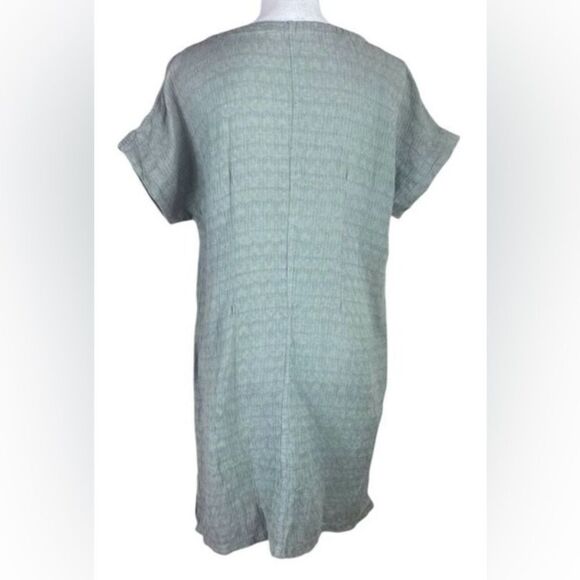 Soft Surroundings Womens Green Textured Short Sleeve Shift Dress Petite Medium - Picture 3 of 5